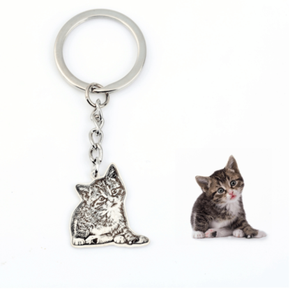 Engraved 925 Sterling Silver Custom Pet Photo Necklace Or Keychain - Image 5