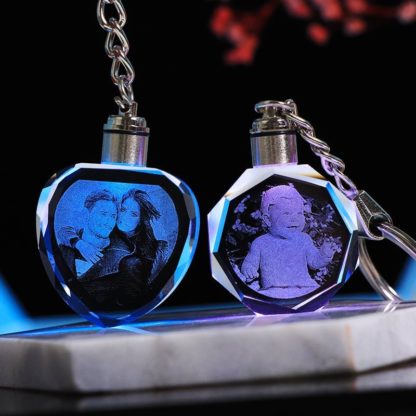 K9 Crystal Light Up Keychain With Personalized Photo