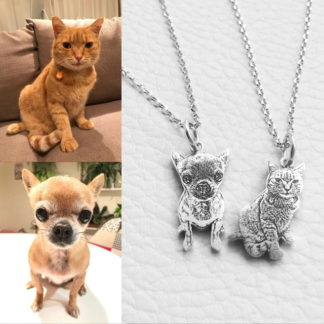 Engraved 925 Sterling Silver Custom Pet Photo Necklace Or Keychain